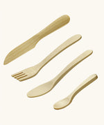Erzi wooden toy cutlery set for playing.