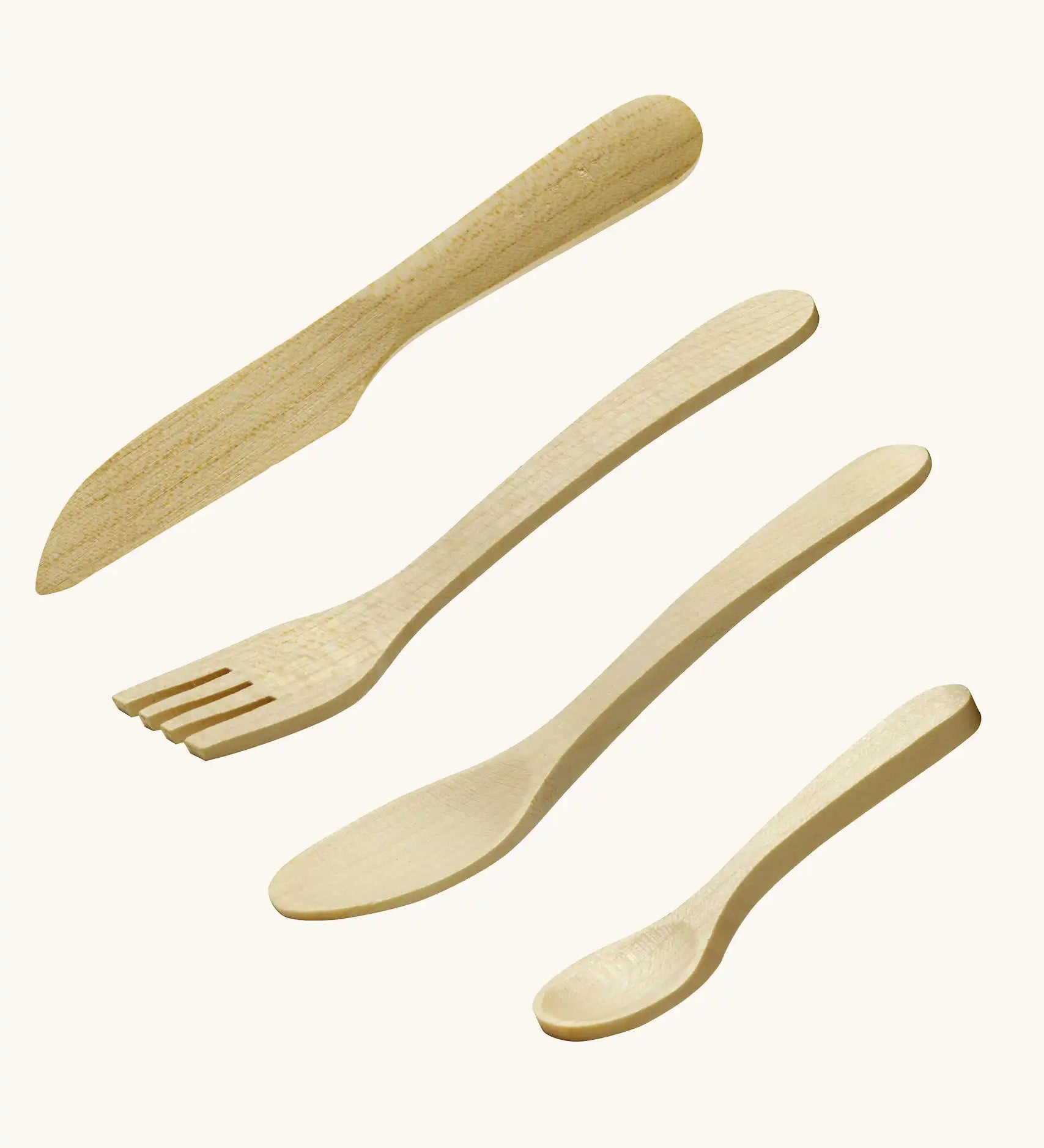 Erzi wooden toy cutlery set for playing.