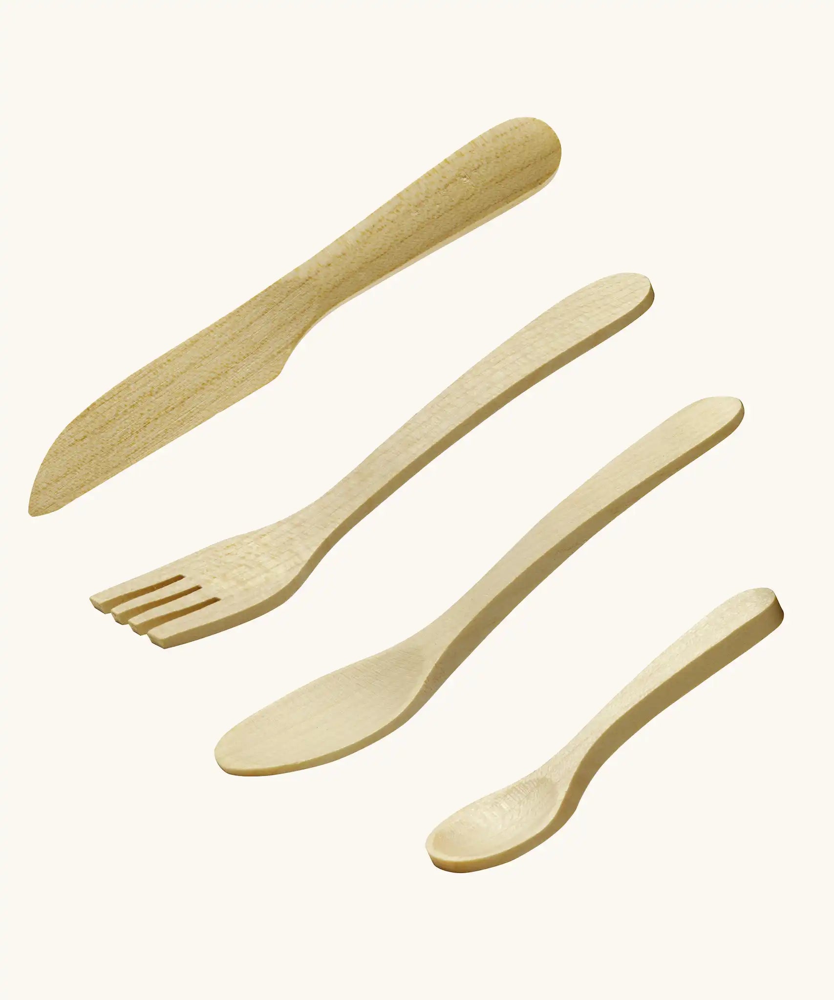 Erzi wooden toy cutlery set for playing.