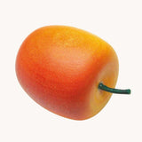 An Erzi red apple. A realistic looking miniature play food with shades of red and yellow. 