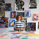 The artist behind the design on the Etta Loves x Camille Walala Muslin Blanket. 