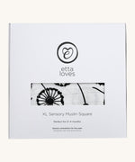 Etta loves dandelion XL muslin square showing in its white box with brand logo on the front