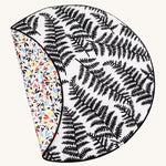 Etta Loves Reversible Organic Cotton Baby Play Mat - Plant Print with black and white Ferns on one side, and colourful Sycamore seeds print on the other