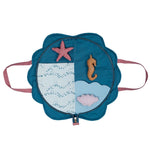 Fabelab Organic Play Purse Activity Bag - Shell opened up to show the three soft toys and toy pocket