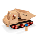  with two wooden peg figures. One is inside the truck