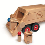 garbage bin toy sitting on the back of the truck