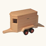 Fagus handmade wooden horse box toy that hitches onto the Fagus Old Tractor, Modern Tractor, Jeep, Skip Truck, Container Tipper Lorry and the Dumper Truck.