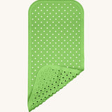 A close up of the Fair Zone natural rubber fresh green bath mat available at Babipur, showing the suckers on the underside for holding the mat down.  