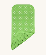 A close up of the Fair Zone natural rubber fresh green bath mat available at Babipur, showing the suckers on the underside for holding the mat down.  