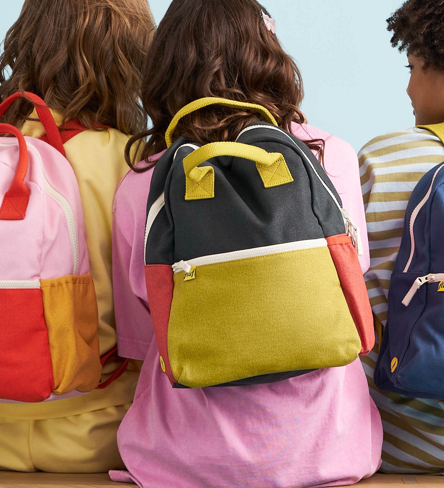 Fluf B-Pack Junior Organic Cotton Kids Backpack in a carbon cactus.