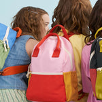 Fluf B-Pack Junior Organic Cotton Kids Backpack in a Pink Poppy colourway. 