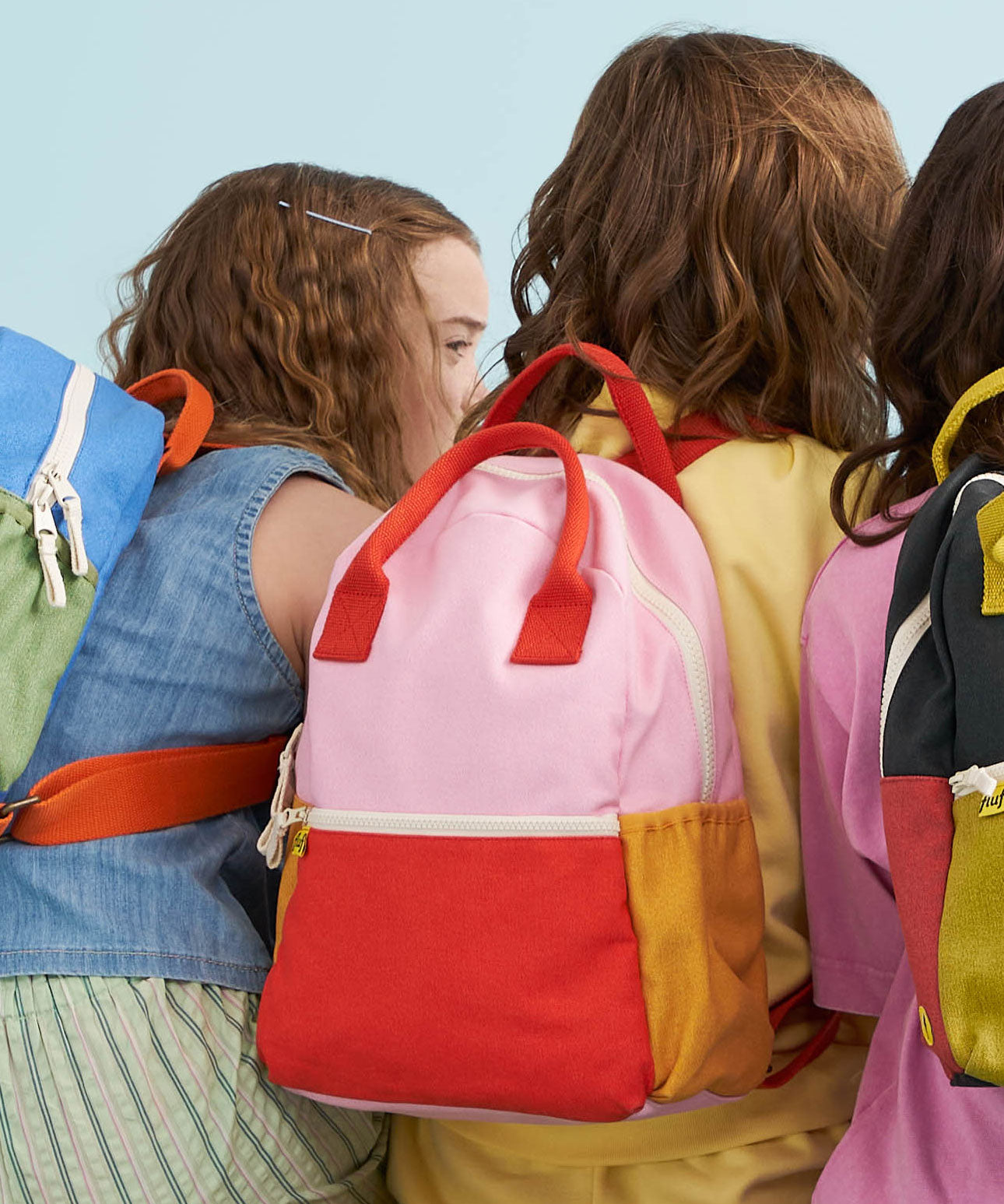Fluf B-Pack Junior Organic Cotton Kids Backpack in a Pink Poppy colourway. 