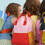 Fluf B-Pack Junior Organic Cotton Kids Backpack in a Pink Poppy colourway. 