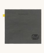Fluf cotton snack pack with a flip velcro in dark grey colour with snack printed on the front in black  back detail