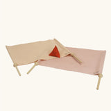 Flup cooperative throwing game for two. Two fabric slings and a soft throwing bag. 