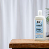 Bio-D Fragrance Free natural vegan friendly Washing Up Liquid in a 750ml bottle pictured on wooden table