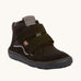 Froddo Barefoot TEX Kids Autumn Shoes in Black. A soft ankle high shoe in black with a barefoot black rubber sole. Features two velcro straps for a secure fit.  We have a range of children's barefoot shoes available at Babipur. 