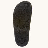 The soles of the Froddo Barefoot Black Alex Kids Leather School Shoes. A black leather child's school shoe with two velcro strap fastenings with a barefoot sole. We have a range of children's barefoot shoes available at Babipur. 