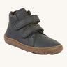 Froddo barefoot Autumn children's shoe in dark blue. A natural leather shoe with a 2 velcro fastener for a secure fit, padded ankle and a dark brown grippy sole