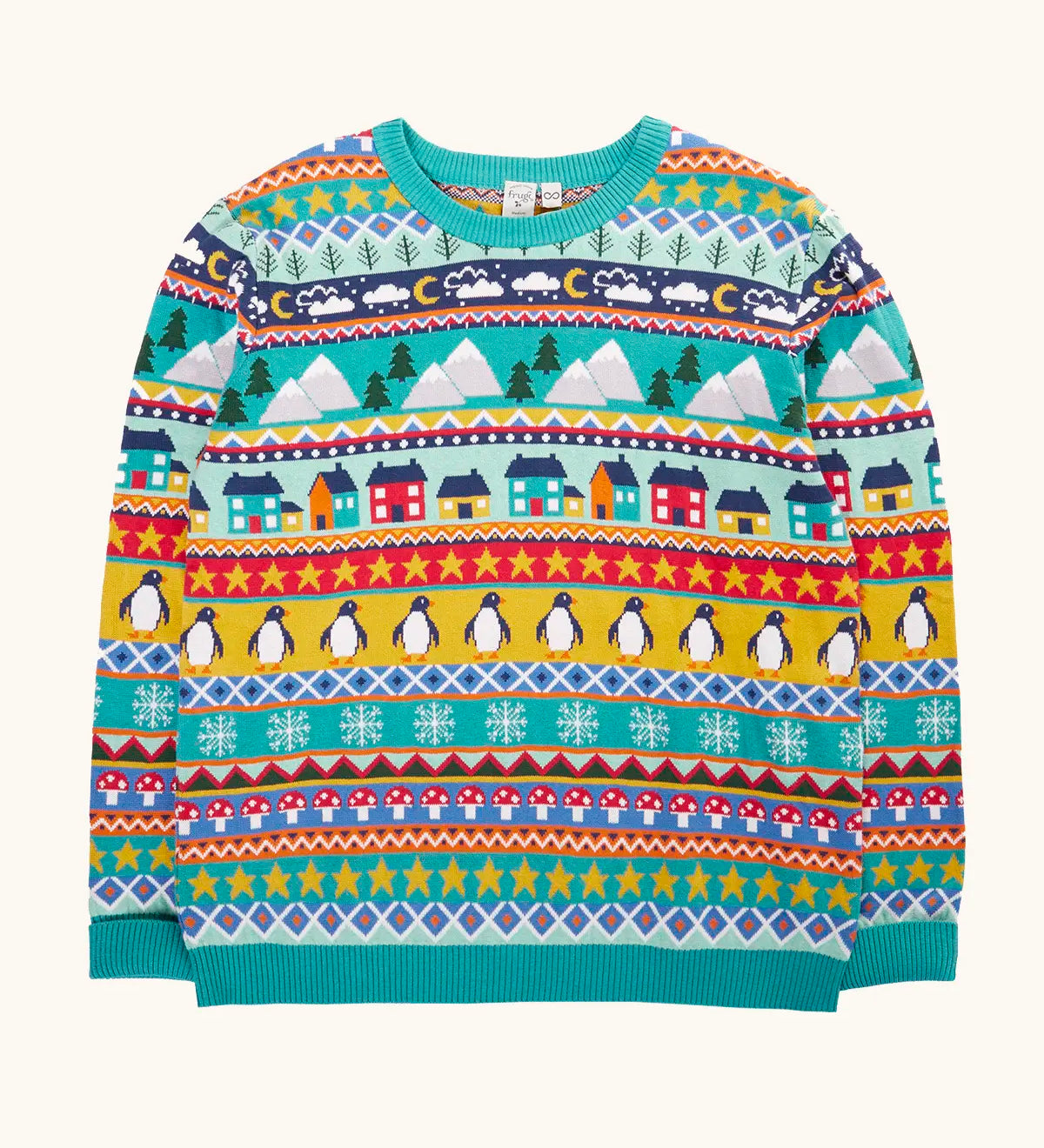 Frugi adults festive fair isle organic cotton christmas jumper.