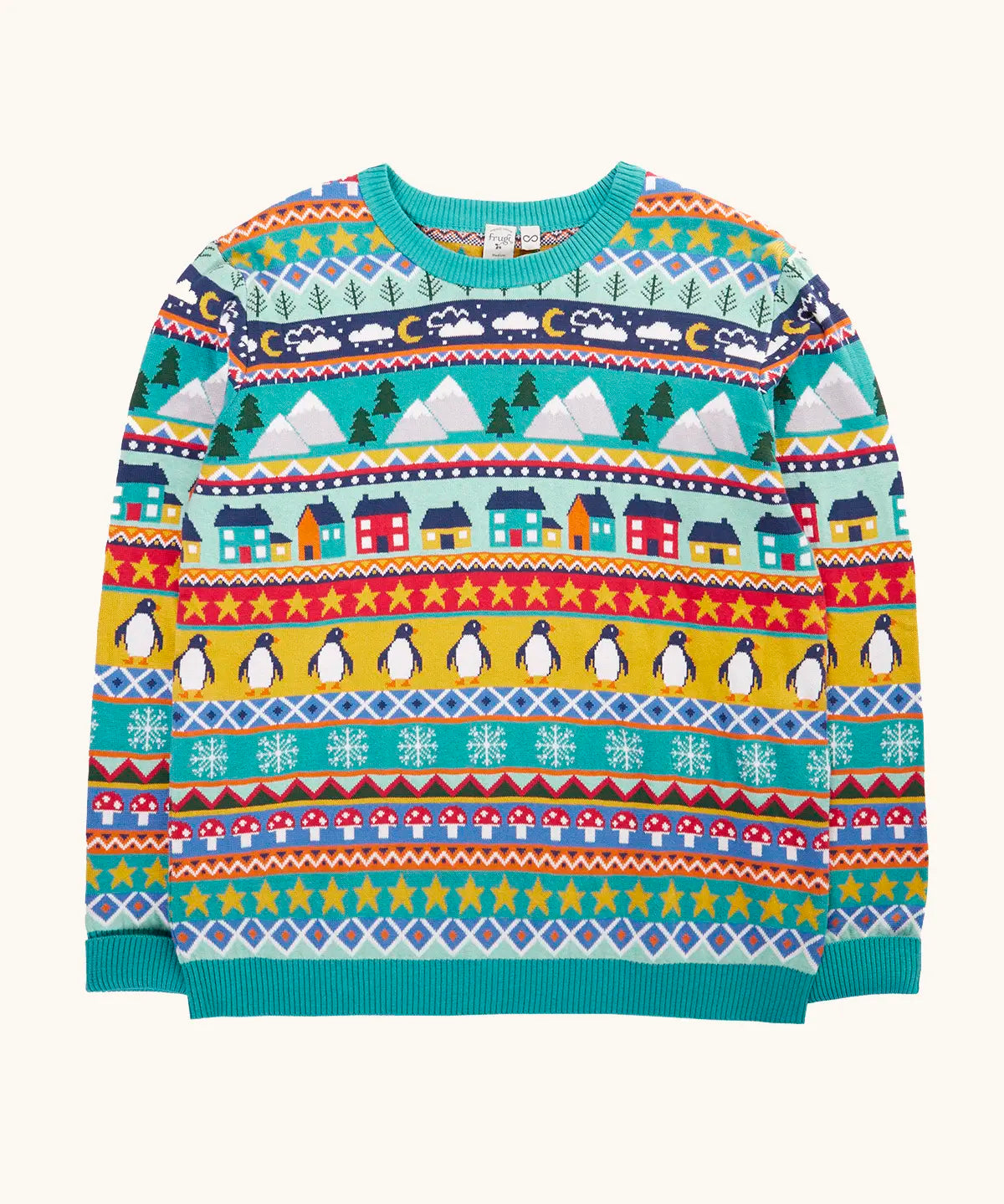 Frugi adults festive fair isle organic cotton christmas jumper.