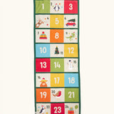 Colourful Frugi forest festive fun organic cotton advent calendar. 24 pockets with alternating colourful illustrations and colour blocks. 