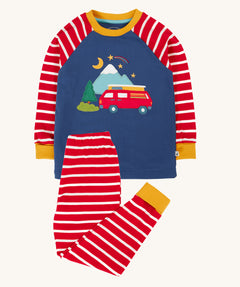 Frugi breton campervan design organic cotton jamie jim jams long sleeved pyjamas.