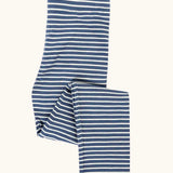 Frugi childs organic cotton navy breton stripe leona leggings shown folded.