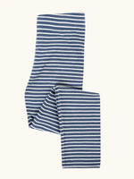 Frugi childs organic cotton navy breton stripe leona leggings shown folded.
