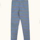 Frugi childs organic cotton navy breton stripe leona leggings.