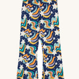 Frugi Magic Skies Organic Cotton Cosy Flared Leggings. These warm cotton leggings are lined with a Brushback Fleece surface inside. These leggings are part of a wide range of organic cotton clothing for children available here at Babipur. 
