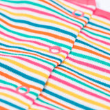 A close up of the popper closure on the back of the Frugi dolcie organic cotton child's dress.