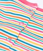 A close up of the popper closure on the back of the Frugi dolcie organic cotton child's dress.