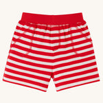 Frugi Ellis Shorts - True Red Stripe pictured on a plain background 