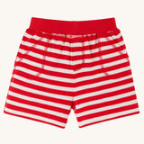 Frugi Ellis Shorts - True Red Stripe pictured on a plain background 