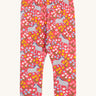 Frugi kids donkey drove bounce libby leggings - GOTS organic cotton kids light pink leggings. Features a multicoloured flower design with grey donkeys.
