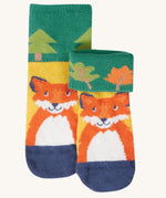 Frugi fun fold over kids organic cotton socks 2 pack with woodland pals designs.