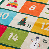Colourful Frugi forest festive fun organic cotton advent calendar. 24 pockets with alternating colourful illustrations and colour blocks. 