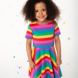 Frugi Foxglove Rainbow Sofia Skater Dress