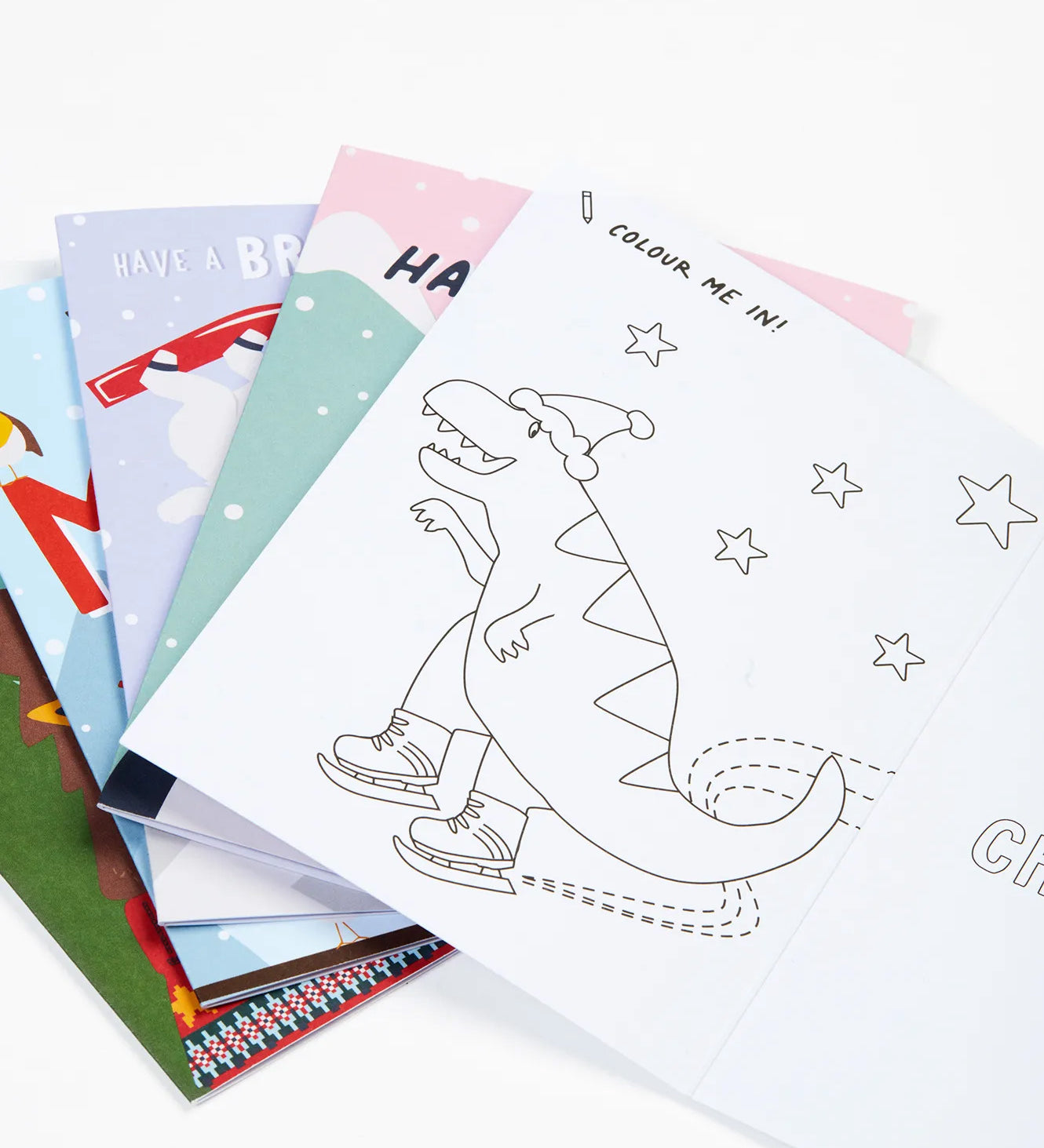 The inside of one of the Frugi FSC Christmas Cards, showing the colour in page