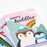 One of five Frugi FSC Christmas Cards, showing two penguins with the greeting "Happy Huddles"