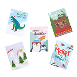 All five Frugi FSC Christmas cards designs showcased clearly. 