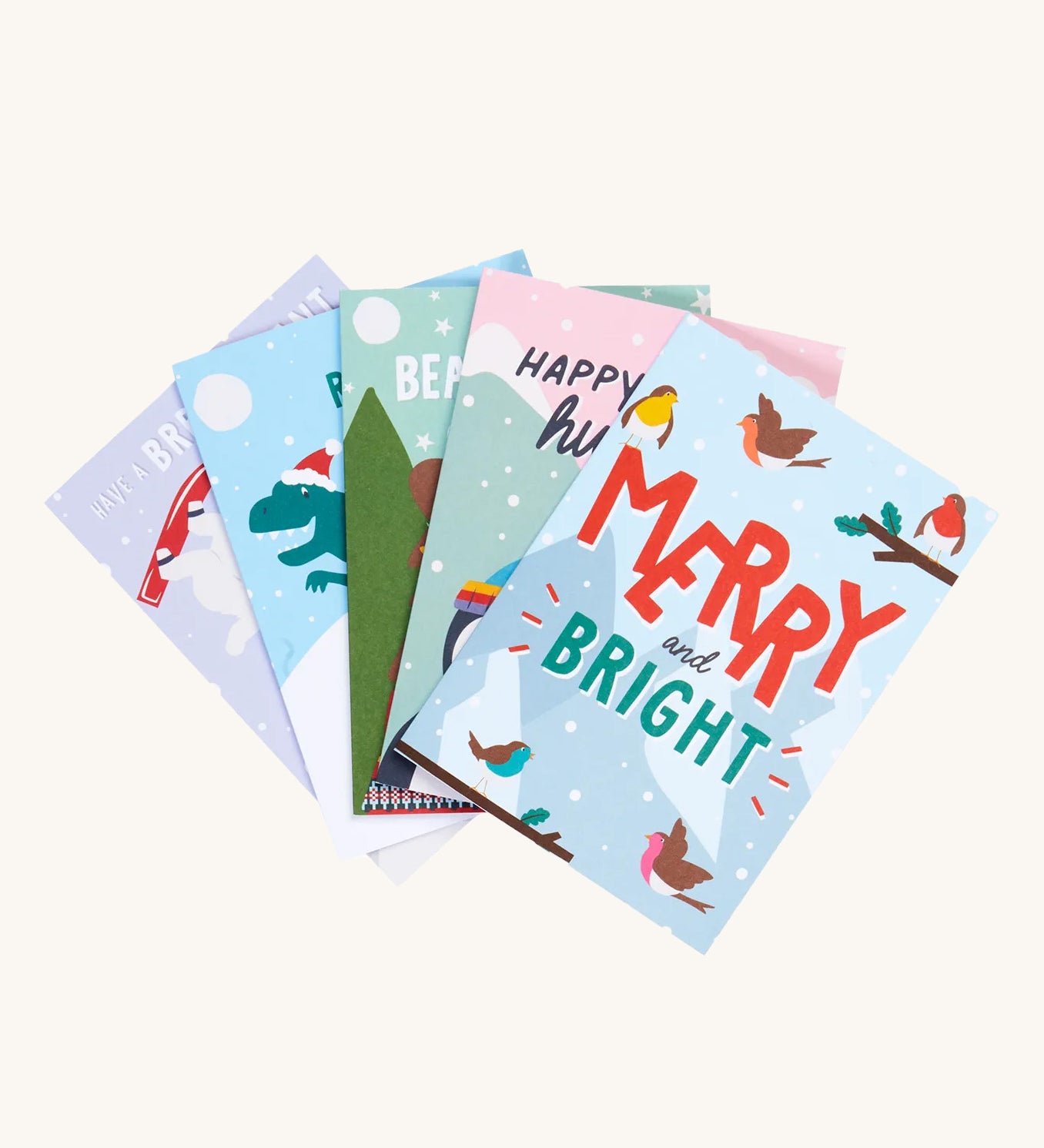 The Frugi colour-in 5 pack of Christmas cards with unique and playful designs, printed on FSC paper