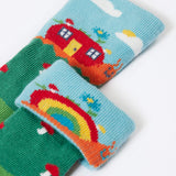 Frugi fun fold over kids organic cotton socks 2 pack with woodland pals designs.