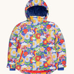 Frugi Children's Snow & Ski Coat - Retro Happy, with a fun and bold retro print, and navy fleece inner