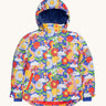 Frugi Children's Snow & Ski Coat - Retro Happy, with a fun and bold retro print, and navy fleece inner