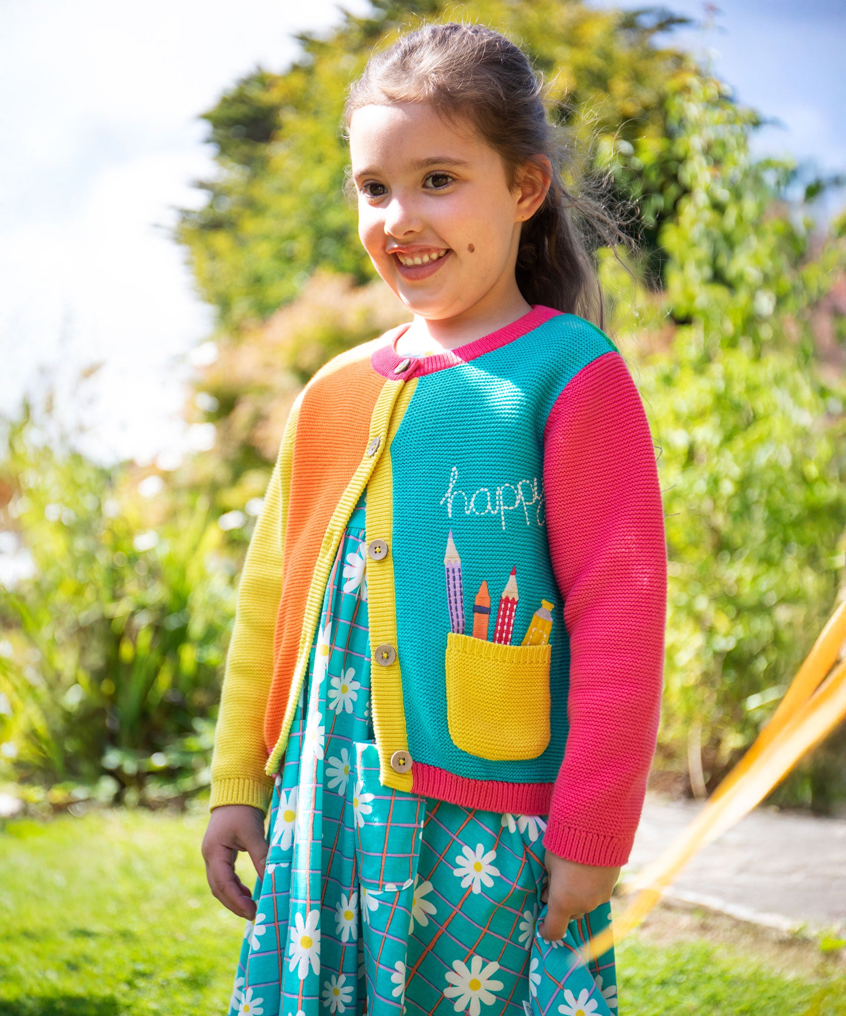 frugi mermaid dress Frugi Kids' Seraphina Mermaid Print Cotton Dress, Blue Multi