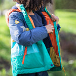 A closer look at the wrist cuffs on the Frugi Snow & Ski Coat - Iguana Colourblock