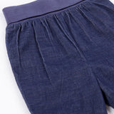 Frugi ink blue carrot organic cotton cord pull up kids trousers.