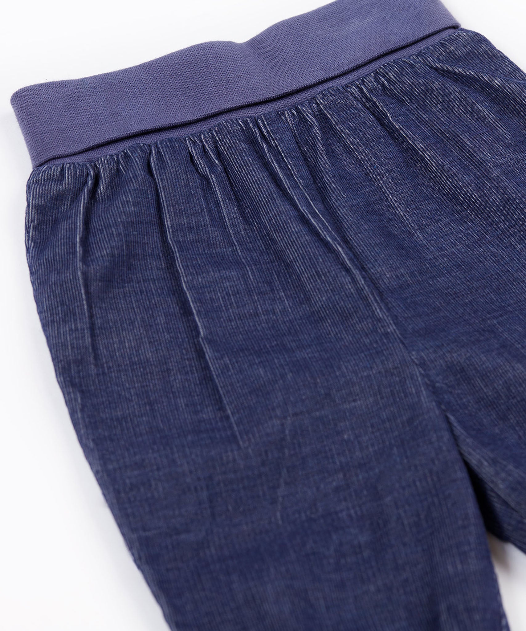 Frugi ink blue carrot organic cotton cord pull up kids trousers.